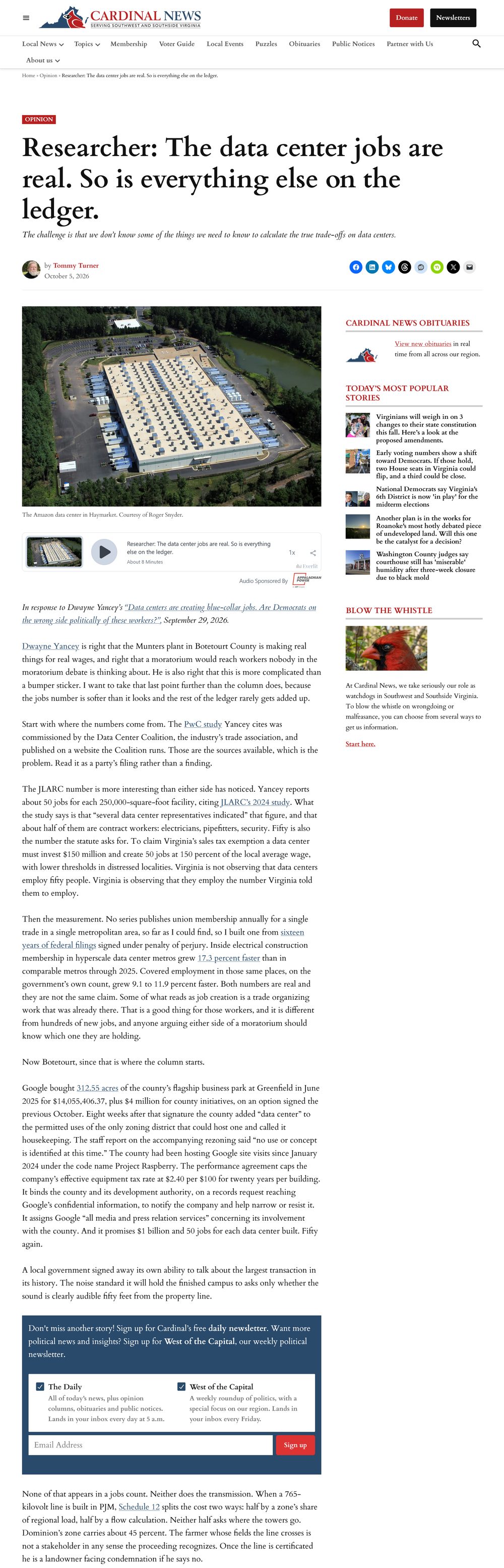 Researcher: The data center jobs are real. So is everything else on the ledger., page 1 of 2